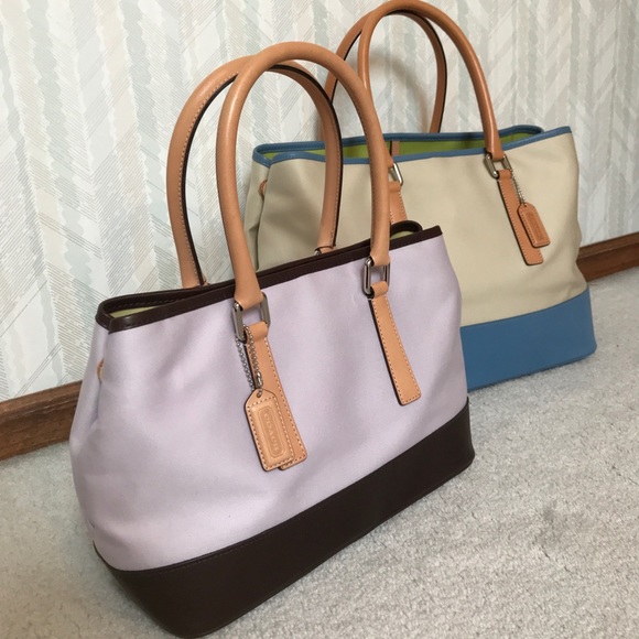 {Rare} 2 COACH Leather+Canvas Satchels - Picture 4 of 7